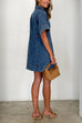 Short Sleeves Collared Button Down Denim Mini Dress