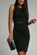 Meridress Mesh Splice Waisted Sleeveless Pencil Dress