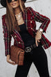 Meridress Double Breasted Open Front Plaid Blazer Jacket