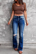 Meridress Distressed Bell Bottoms Ripped Jeans