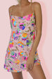 Meridress Chain Strap Backless Sequin Floral Mini Cami Dress