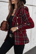 Meridress Double Breasted Open Front Plaid Blazer Jacket