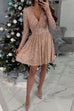 Meridress Wrap V Neck Waisted Sequin Mini Party Dress