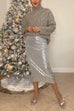 Meridress Elastic Waist Christmas Sequin Midi Skirt