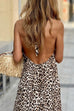 Meridress Halter Backless Leopard Ruffle Swing Maxi Dress