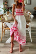 Meridress Smocked Tie Shoulder Printed Ruffle Maxi Cami Dress