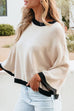 Meridress Crewneck Drop Shoulder Color Block Knit Sweater