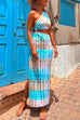 Meridress One Shoulder Cut Out Waist Side Split Tie Dye Maxi Dress