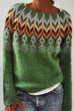 Meridress Round Neck Feather Pattern Slouchy Fall Sweater(in 2 Colors)