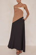 Meridress Strapless Color Block Pocketed Maxi Party Dress