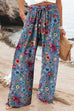 Meridress Drawstring Elastic Waist Wide Leg Floral Print Pants