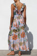 Meridress Sleeveless V Neck Floral Print Maxi Holiday Dress