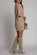 Turtleneck Buttons Solid Casual Sweater Dress