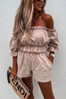 Meridress Ruffle Off Shoulder Short Sleeves Crop Top Elastic Waist Shorts Set