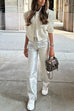 Meridress Glam Straight Leg Metallic Faux Leather Pants