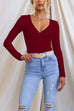 Meridress Wrap V Neck Long Sleeves Slim Fit Bottoming Top