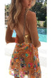 Meridress Chain Strap Backless Sequin Floral Mini Cami Dress