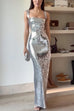 Meridress Sleeveless Open Back Sequin Bodycon Maxi Party Dress