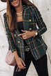 Meridress Double Breasted Open Front Plaid Blazer Jacket