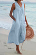 Meridress V Neck Sleeveless Beach Midi Dress(7 Colors)