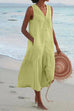 Meridress V Neck Sleeveless Beach Midi Dress(7 Colors)