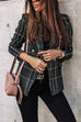 Meridress Double Breasted Open Front Plaid Blazer Jacket