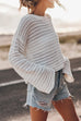 Meridress Crewneck Long Sleeves Hollow Out Boho Knitting Pullovers