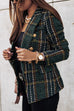 Meridress Double Breasted Open Front Plaid Blazer Jacket