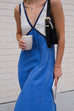 Meridress V Neck Color Block Sleeveless Maxi Swing Dress