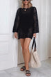 Meridress Long Sleeves Hollow Out Crochet Beach Cover Up Dress