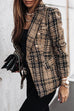 Meridress Double Breasted Open Front Plaid Blazer Jacket