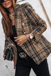 Meridress Double Breasted Open Front Plaid Blazer Jacket