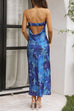 Meridress Strapless Scooped Cowl Backless Floral Print Maxi Dress