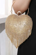 Meridress Luxury Heart Shape Rhinestones Tassel Evening Handbag