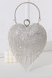 Meridress Luxury Heart Shape Rhinestones Tassel Evening Handbag