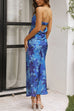 Meridress Strapless Scooped Cowl Backless Floral Print Maxi Dress