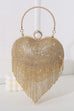 Meridress Luxury Heart Shape Rhinestones Tassel Evening Handbag