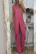 Meridress Printed High Slit Long Tank Top and Bell Bottoms Pants Set