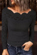 Meridress Long Sleeves Hollow Out Lace Slim Fit Top