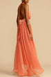 Meridress Deep V Neck Halter Backless Flowy Maxi Party Dress