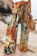 Meridress Drawstring Elastic Waist Wide Leg Floral Print Pants