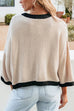 Meridress Crewneck Drop Shoulder Color Block Knit Sweater