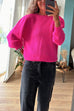 Round Neck Puff Sleeves Fluorescent Sweater(2 Colors!)