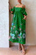 Meridress Cold Shoulder Ruffle Sleeves Bow Knot Back Floral Maxi Dress