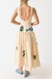 Meridress Sleeveless Tropic Print Open Back Ruffle Maxi Dress