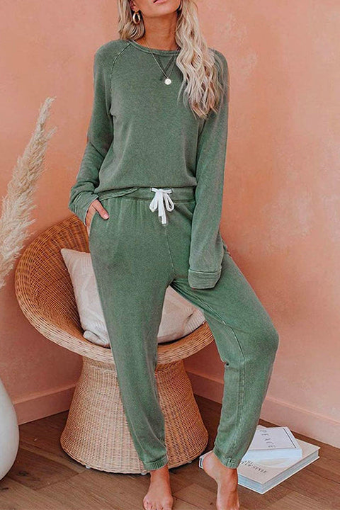 Meridress Long Sleeves T-shirt Drawstring Waist Joggers Loungewear Set