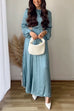 Meridress Long Sleeves Cut Out Waist Pleated Maxi Dress