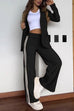 Meridress Color Block Open Front Blazer Elastic Waist Slit Wide Leg Pants Set