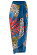 Meridress V Neck Bow Shoulder One-piece Swimwear and Wrap Cover Up Skirt Printed Set