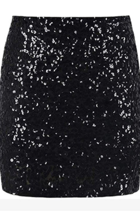 Meridress Elastic Waist Sparkly Sequin Mini Skirt